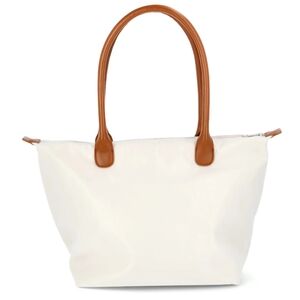 No Boundaries White Tote with Tan Handles